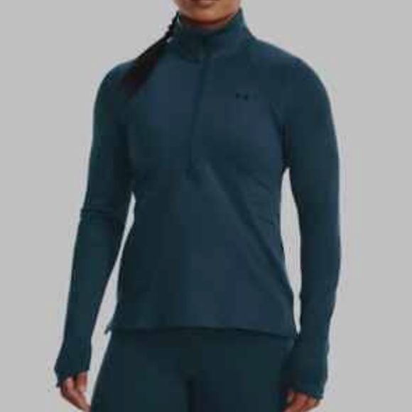 NWOT Under Armour Women's Blue ColdGear 1/2 zip Long Sleeve Pullover, size Large - Picture 1 of 7